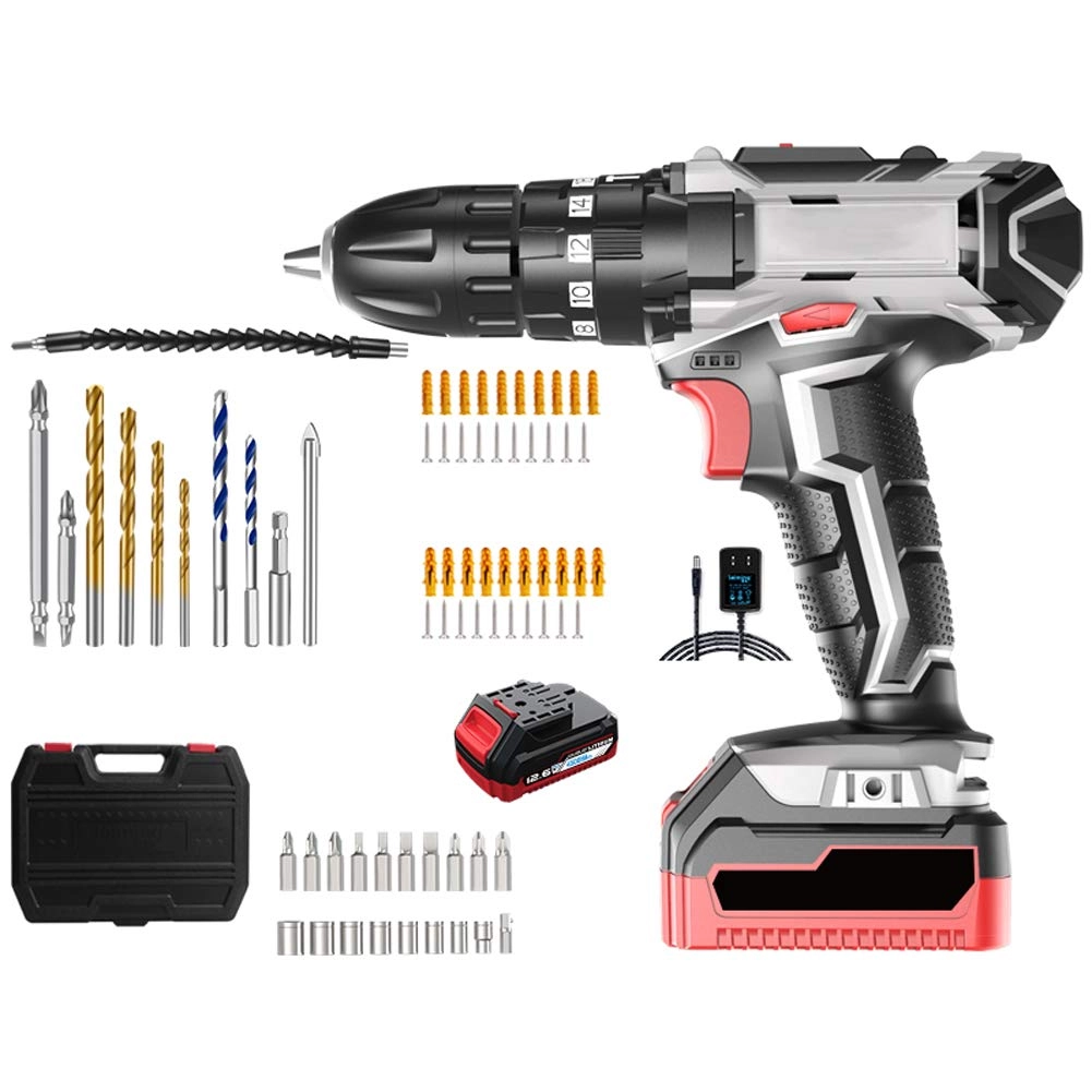 QHYXT Impact Cordless Drill - 12.6V 2 batteries