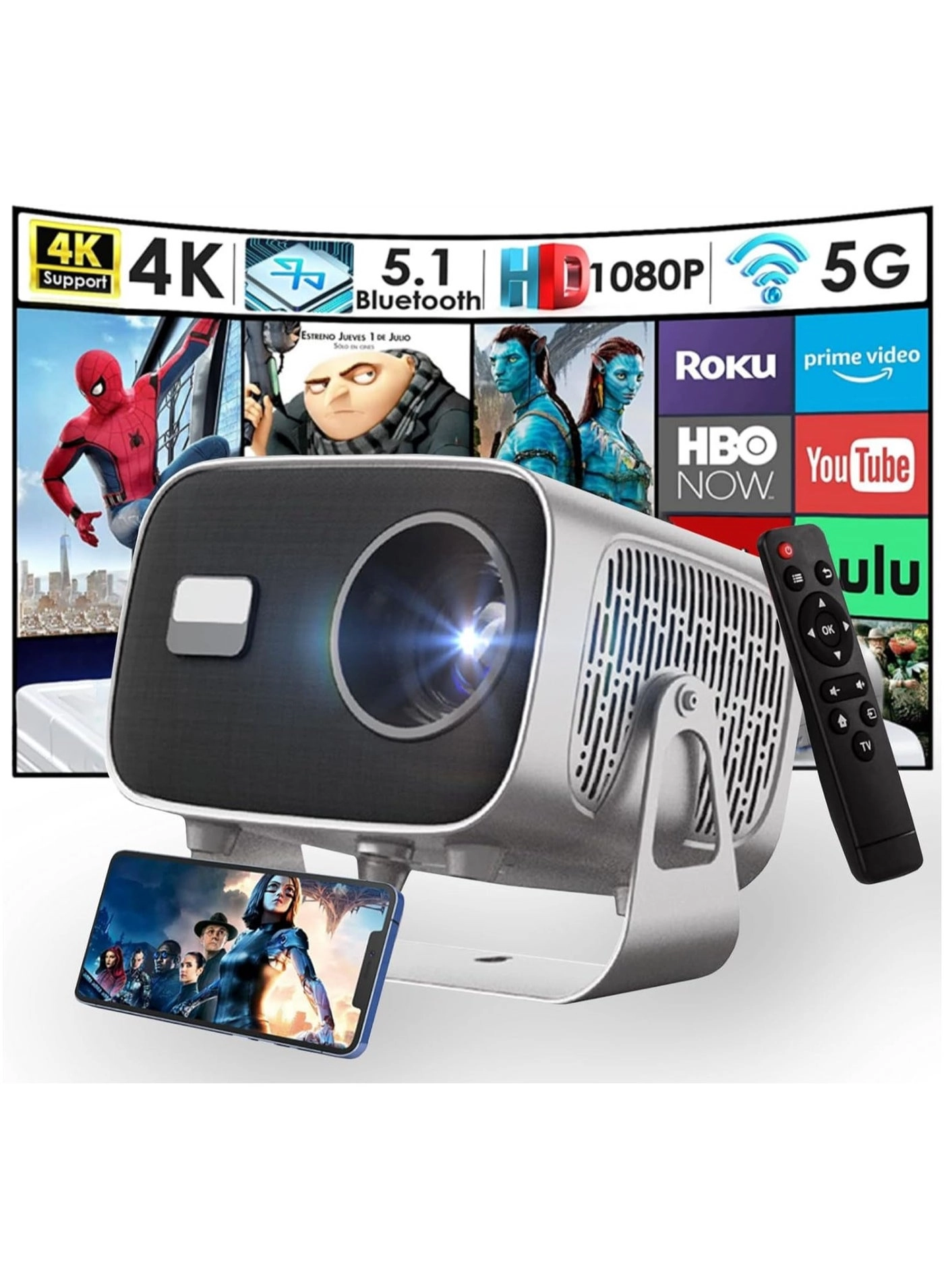4K HD Portable Projector - 27000 lumens 1920 x 1080