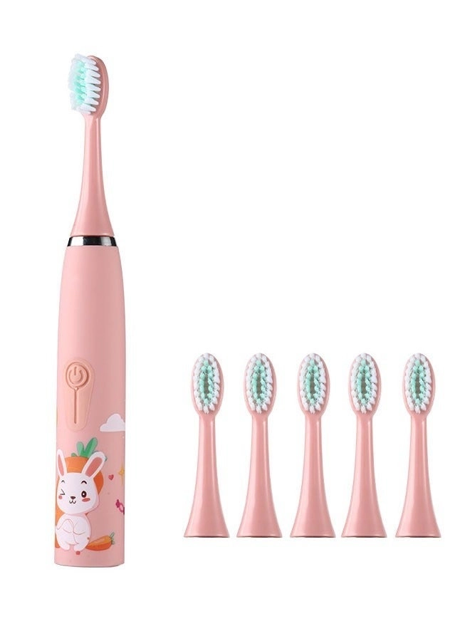 Ultrasonic Electric Children's Toothbrush - Super Soft Waterproof USB Charging 6 Heads