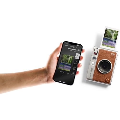 Instax Mini EVO - Brown + Instax Mini Instant Film Sheets - 60 Sheets + microSD Memory Card - 32GB + Small Padded Carrying Case + SD Card Reader + Microfiber Cleaning Cloth