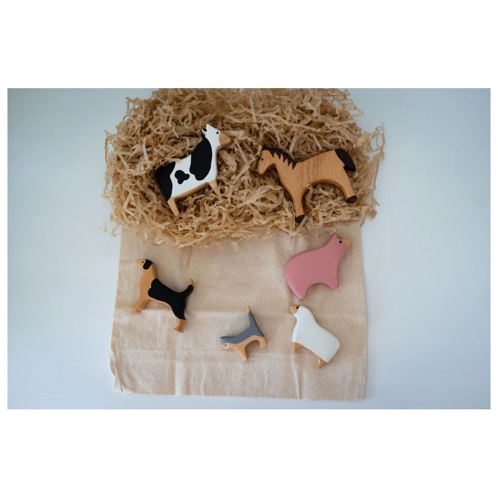 Wooden Farm Animals Set - Suitable for 2 years & above 6pcs