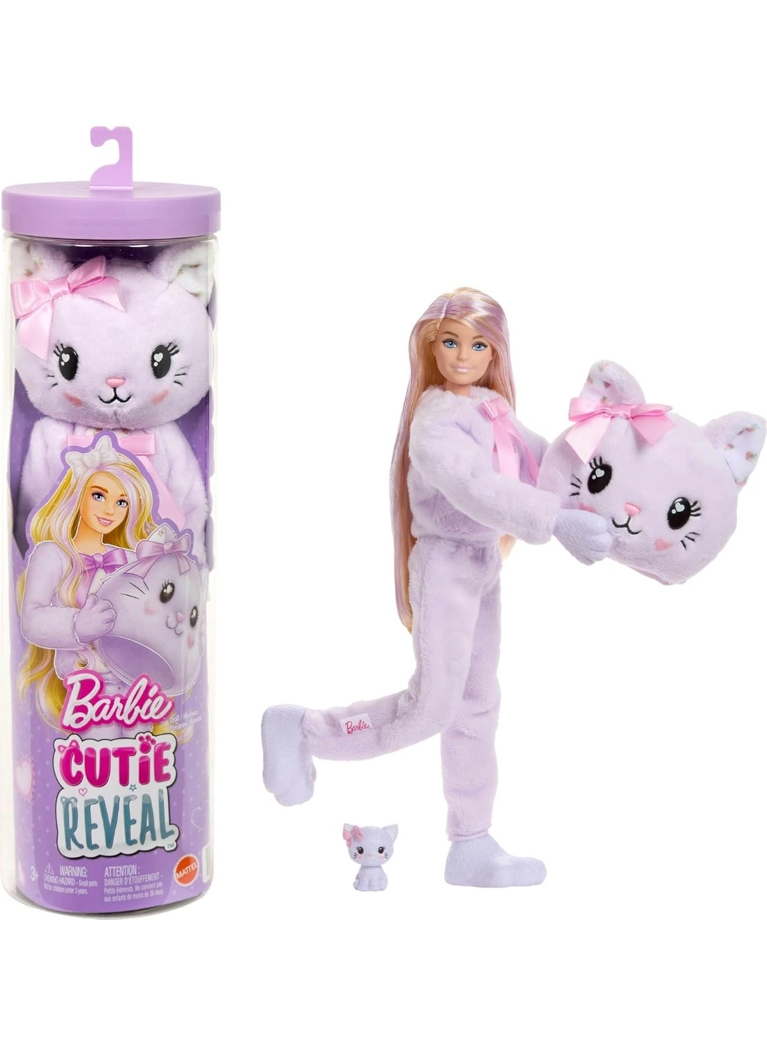 Barbie Cutie Reveal - JJP64 + Cuddly Series Kitten - 10 Surprises