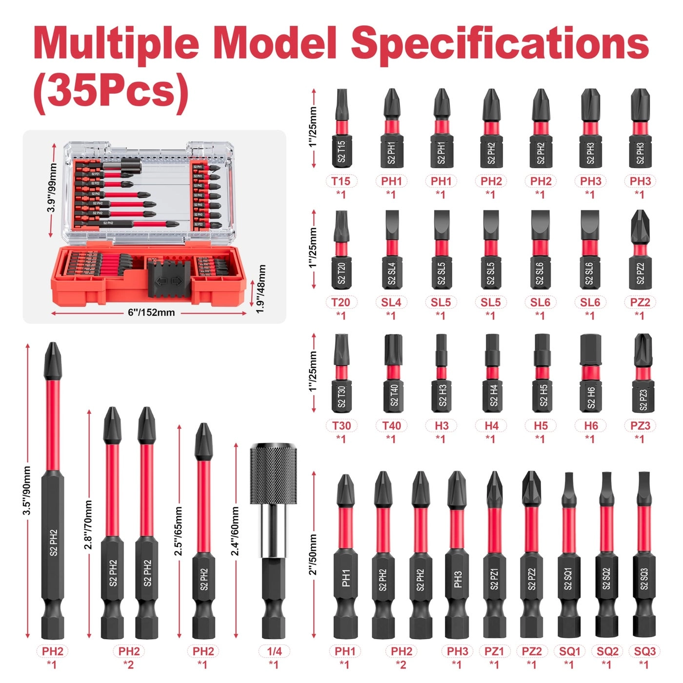 Screwdriver Bits - 35Pcs S2 Steel Impact Kit