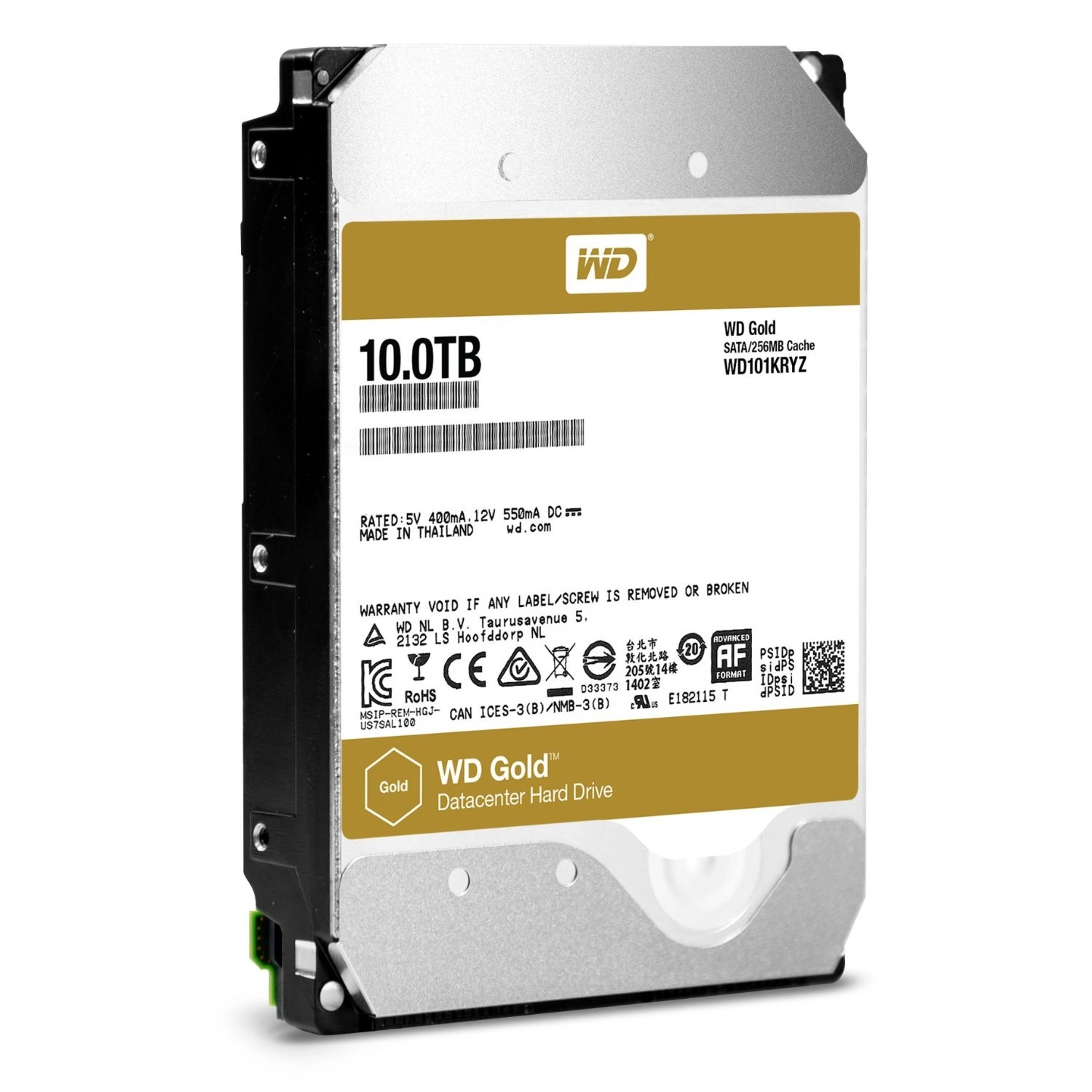 Western Digital WD Gold 3.5" 7200rpm 256MB SATA 6Gb/s (WD101KRYZ) - 10TB