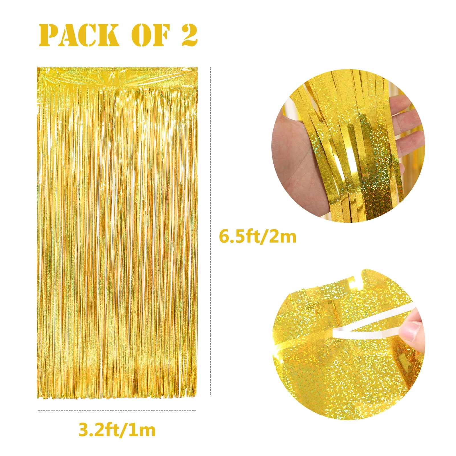 Gold Foil Curtain Backdrop - 2 sets birthday