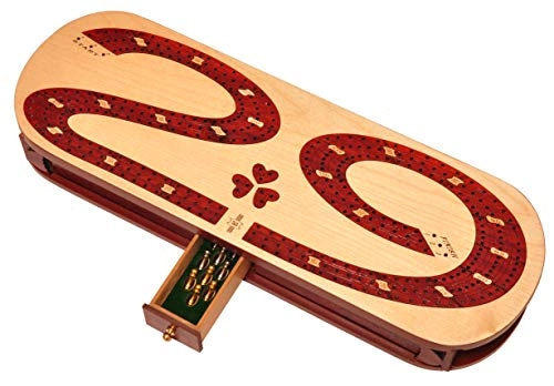 3 Track Cribbage Board - 29 shape Blood wood / Maple