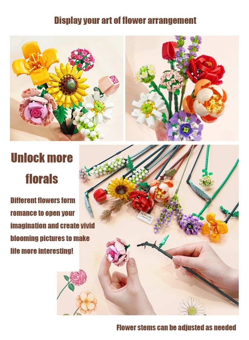 Mini Bricks Flower Bouquet - Flowers 456 pcs
