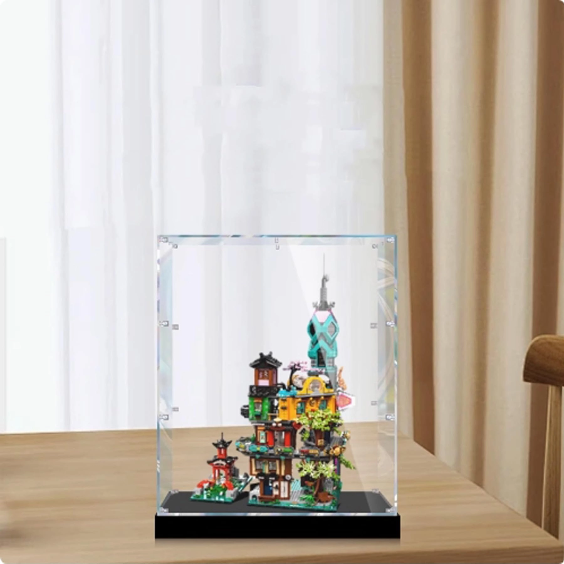 FEIRUBO Acrylic Display Box - 51 x 36 x 78 cm Black Base+back Spray Compatible with Lego 71741