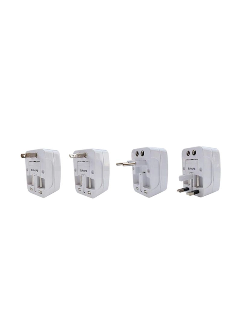 All-In-One Universal Travel Adapter - White Lightweight Portable