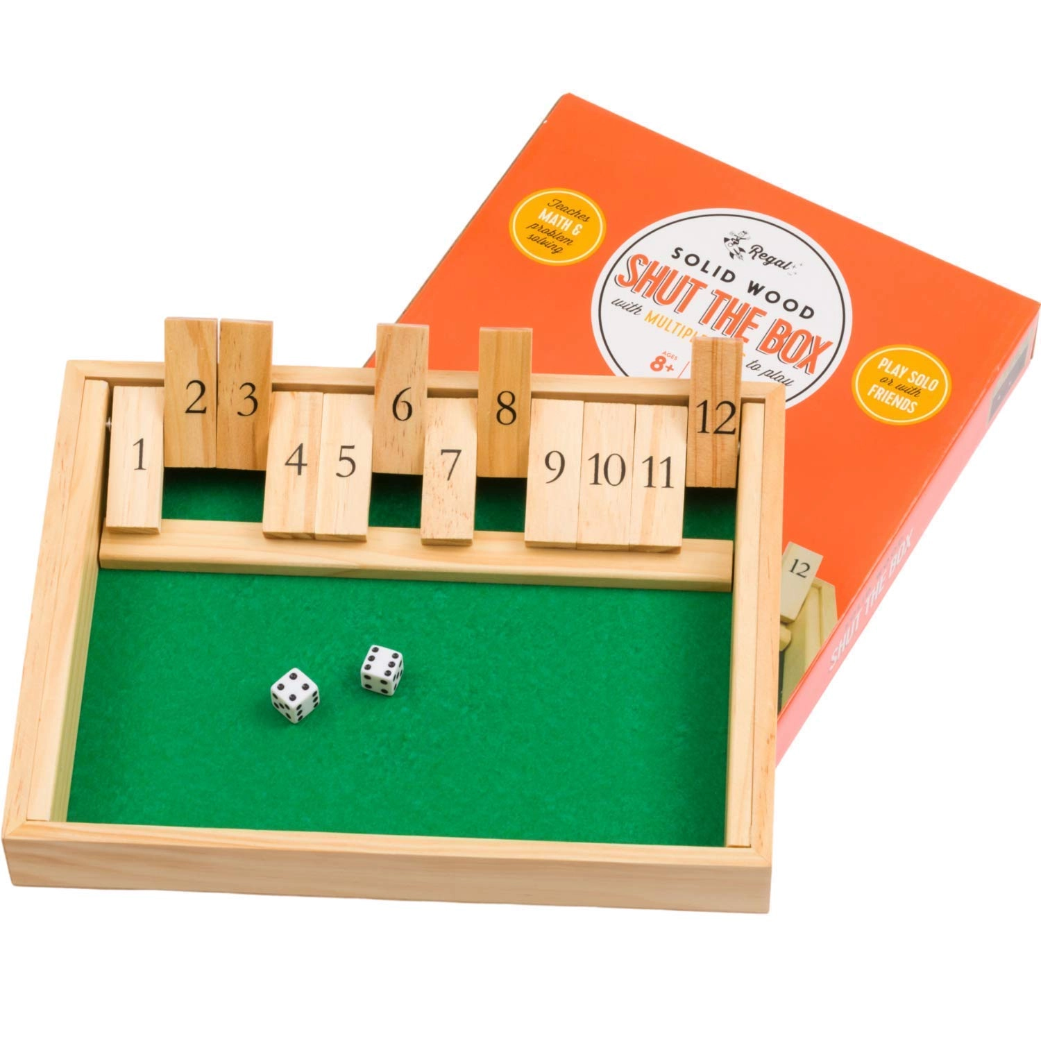 Shut The Box - 12 Spot Green Wood