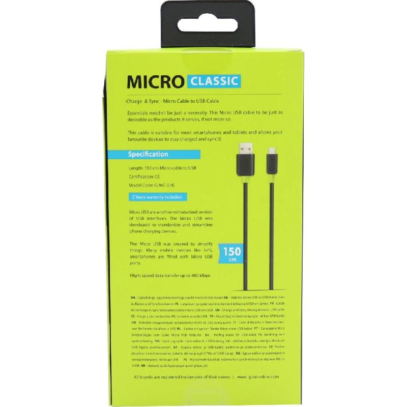 Charge Cable USB to Micro USB 1.5m
