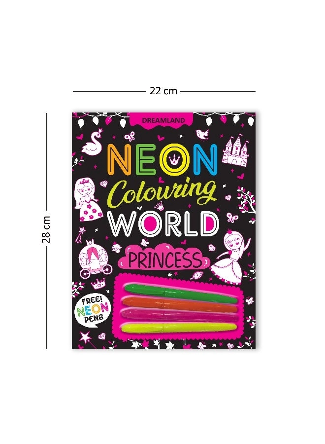 Neon Colouring World - Princess - Colouring Book with Neon Pens | Box Set