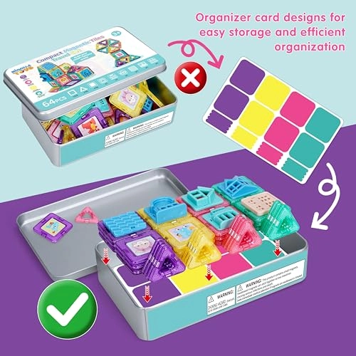 Mini Magnetic Tiles - 3 years and up 64 pieces