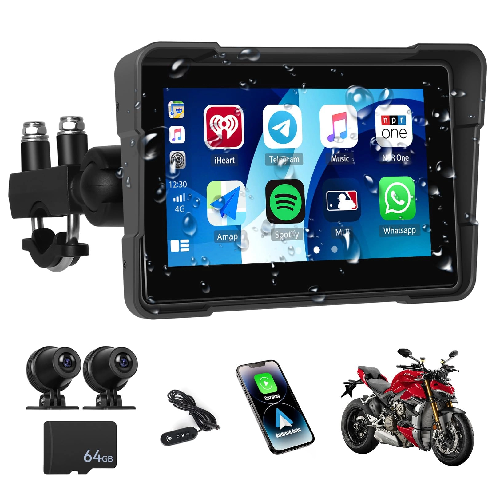CAMECHO Motorcycle Dashcam Carplay - 1024*600