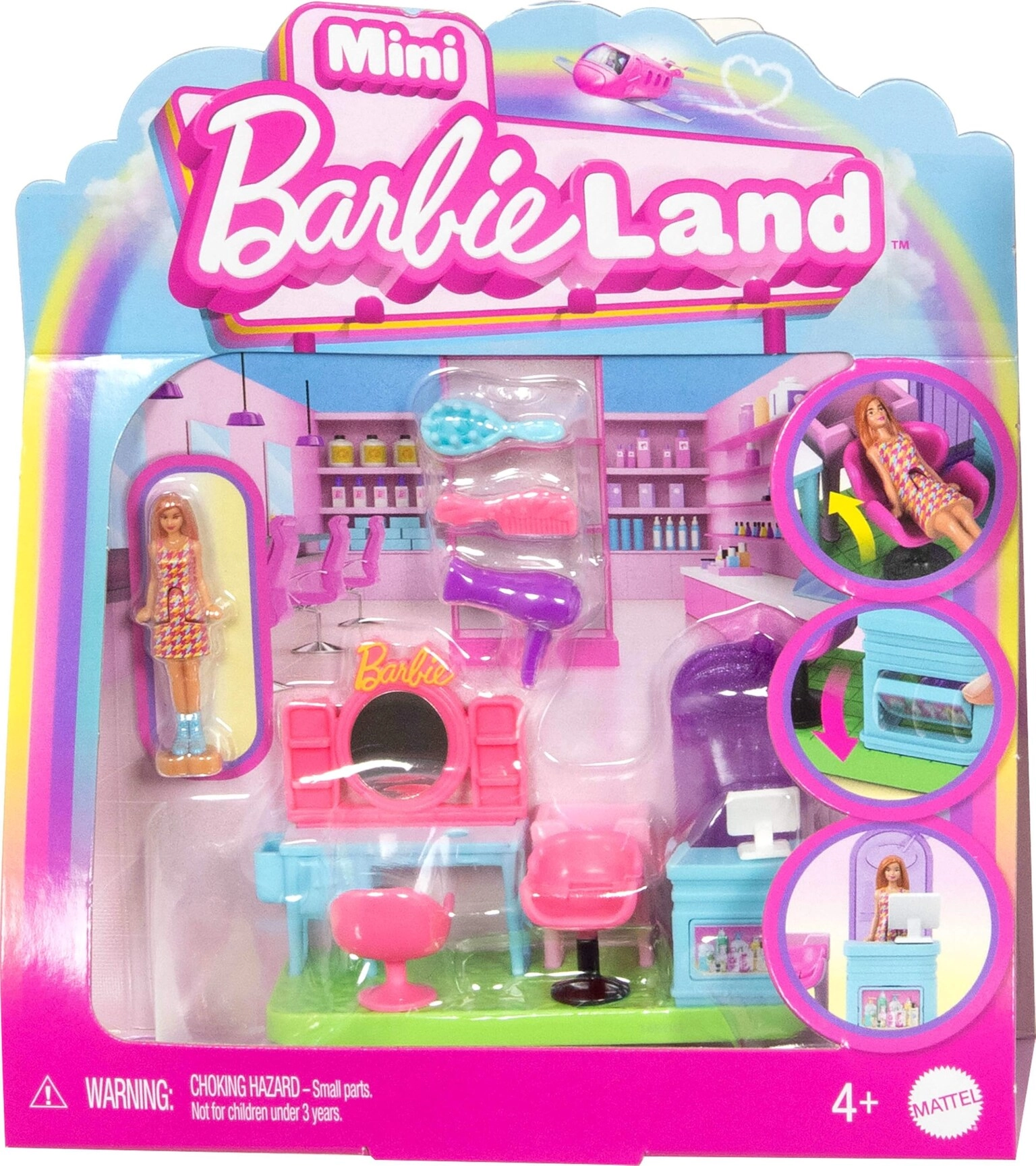 Mini BarbieLand Hair Salon Playset - 1.5-inch doll Multicolor
