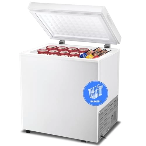 Kismile Chest Freezer - Removable Basket Free Standing Adjustable Temperature