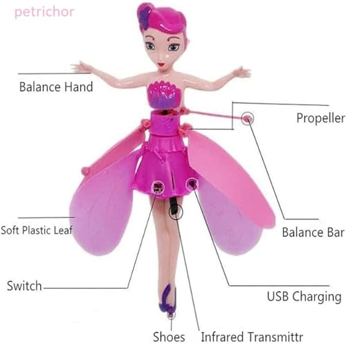 Flying Fairy Princess Doll - hand-controlled USB rechargeable pink