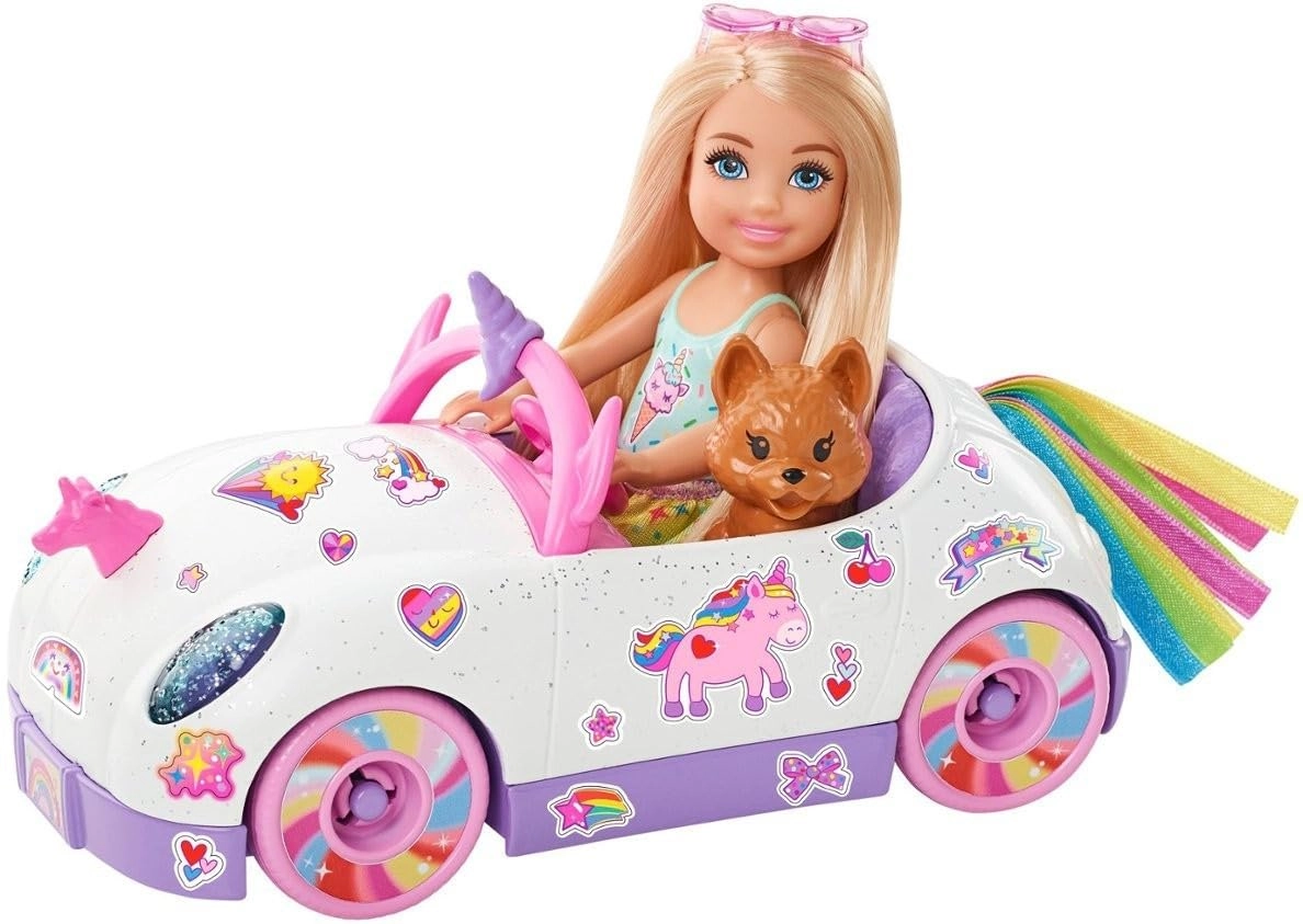 Barbie Chelsea Doll - 6 inch Blonde Unicorn Themed Car Ages 3+