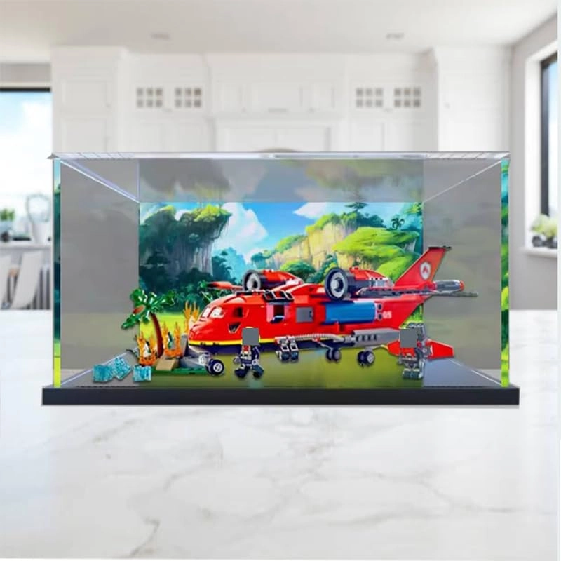 Clear Acrylic Display Case (60413) - 15.74x15.74x5.90in. Black Bottom+background