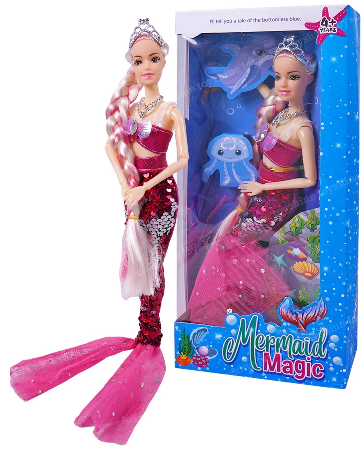 Sunshine Gifting Mermaid Magic Doll - Long Baired Hair Meganta Ages 3+