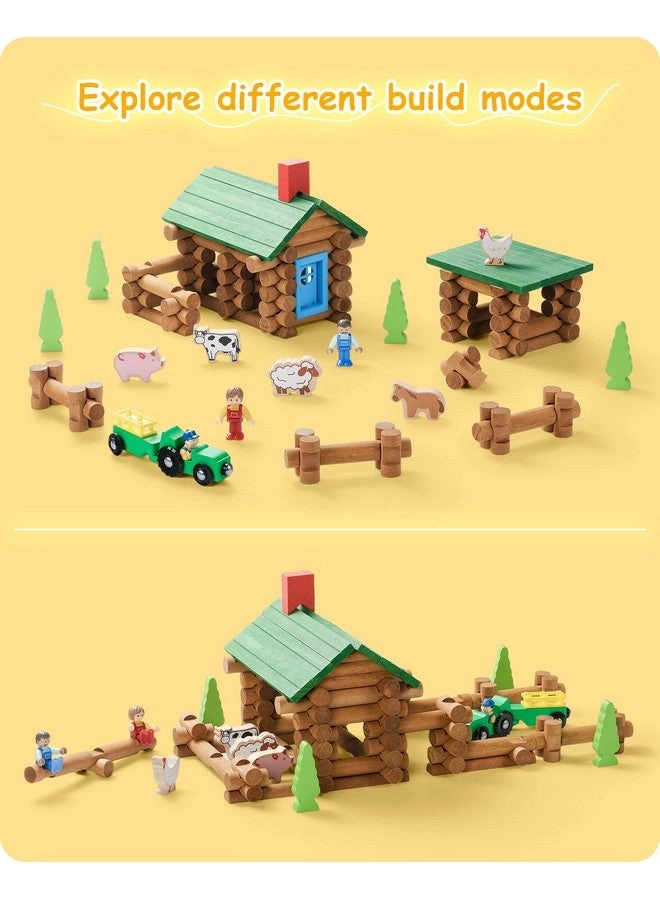 Wooden Log Cabin Set - Animals 122 pcs