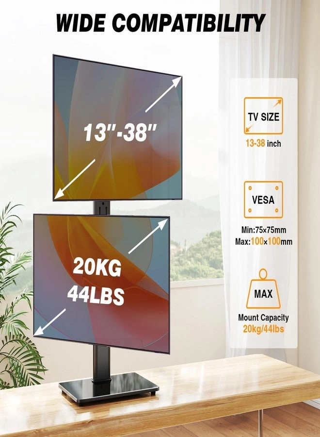Dual Monitor Stand Riser - 2 Monitors 3 Shelf