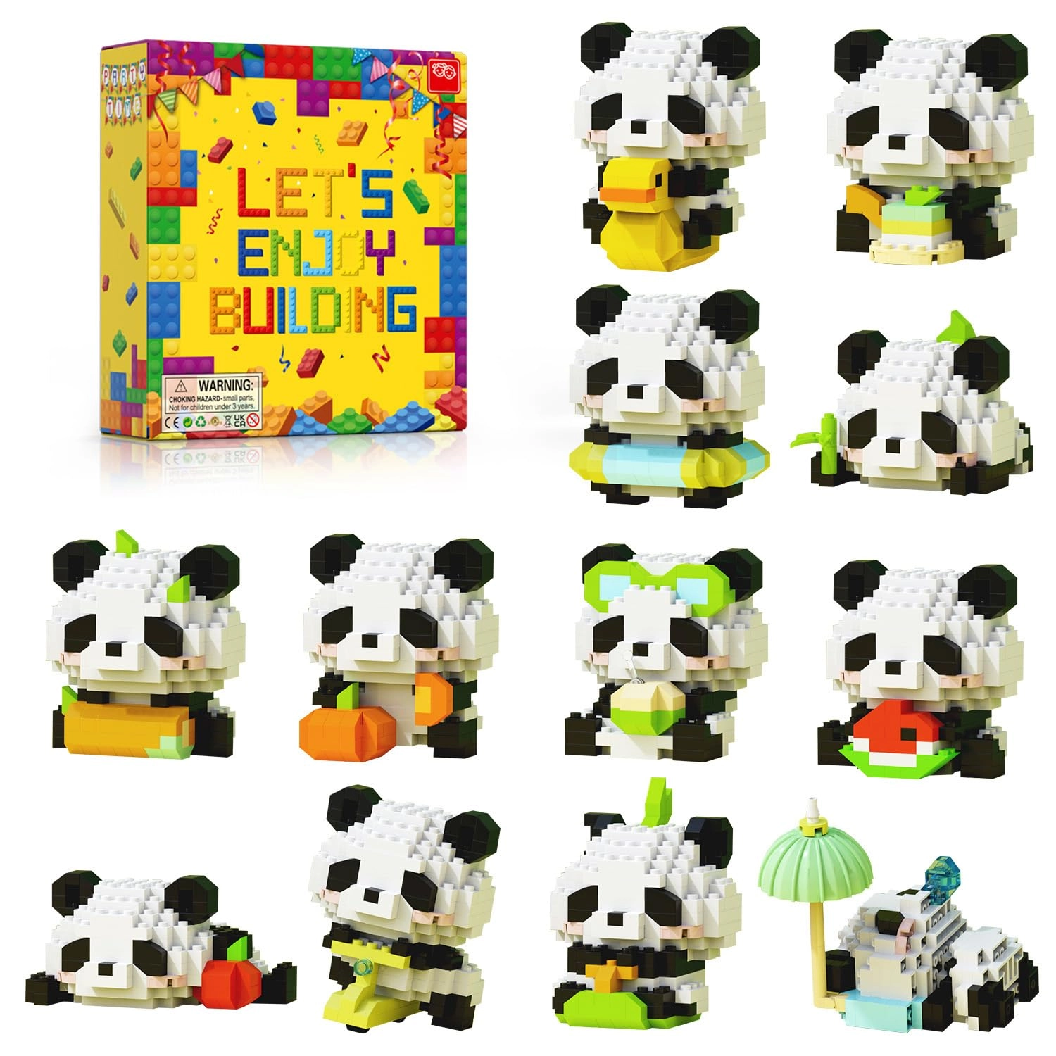 HIGH GODO Panda Animals Set - 12Pack Party Favors