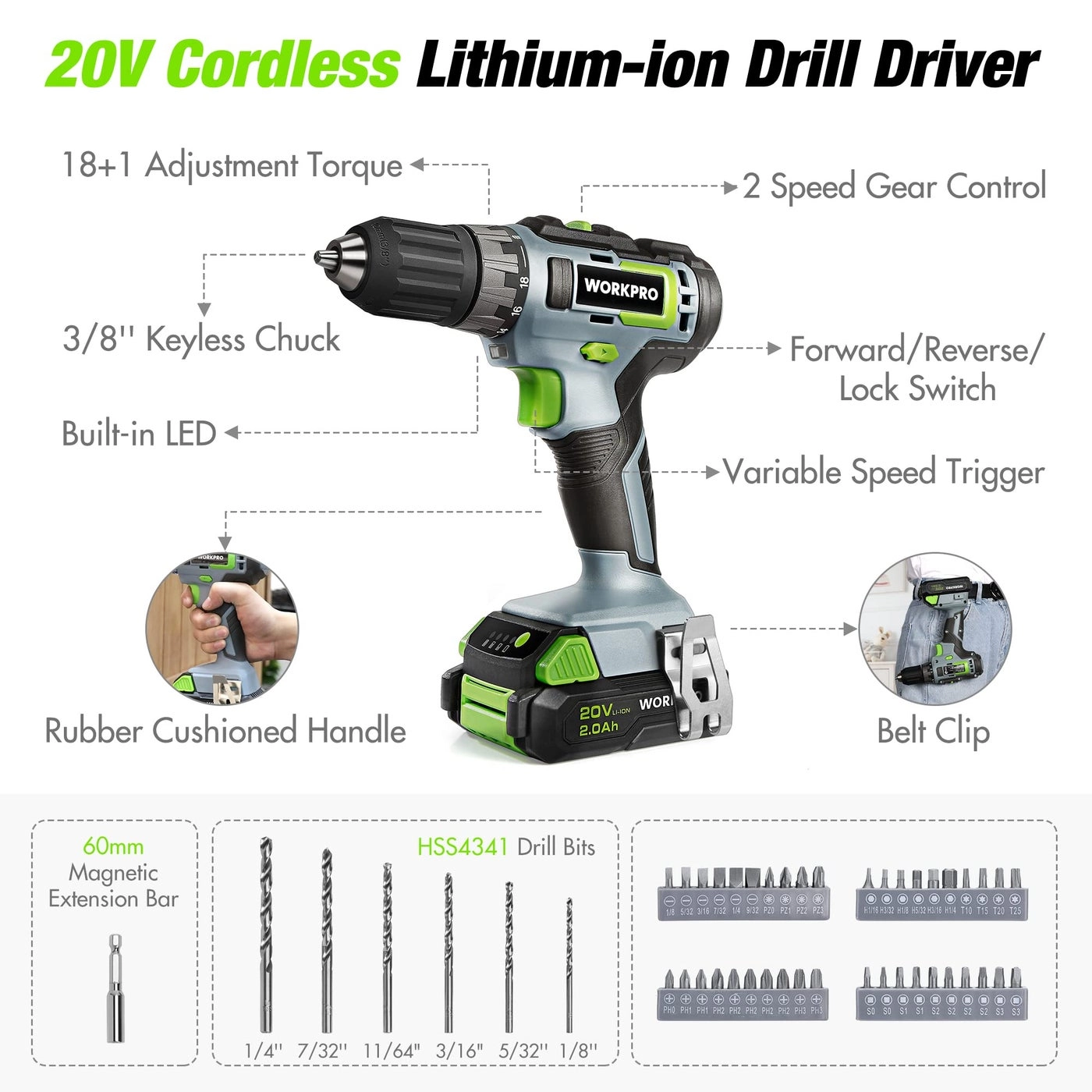 Home Tool Set - 20V 157PCS Lithium-Ion