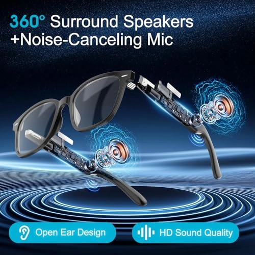 AI Translation Glasses - 140+ Languages Bluetooth Built-in Mic & Speaker