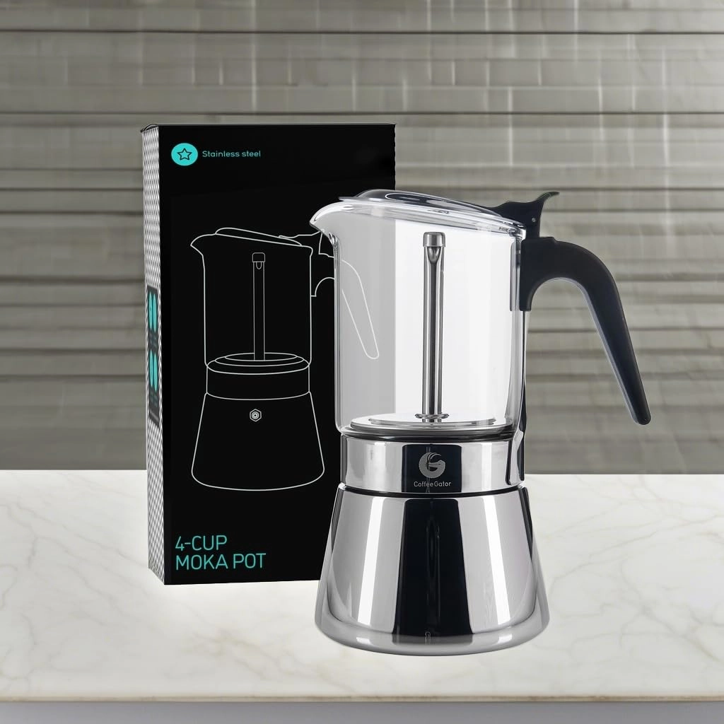 Moka Pot - Stovetop Glass & Stainless Steel