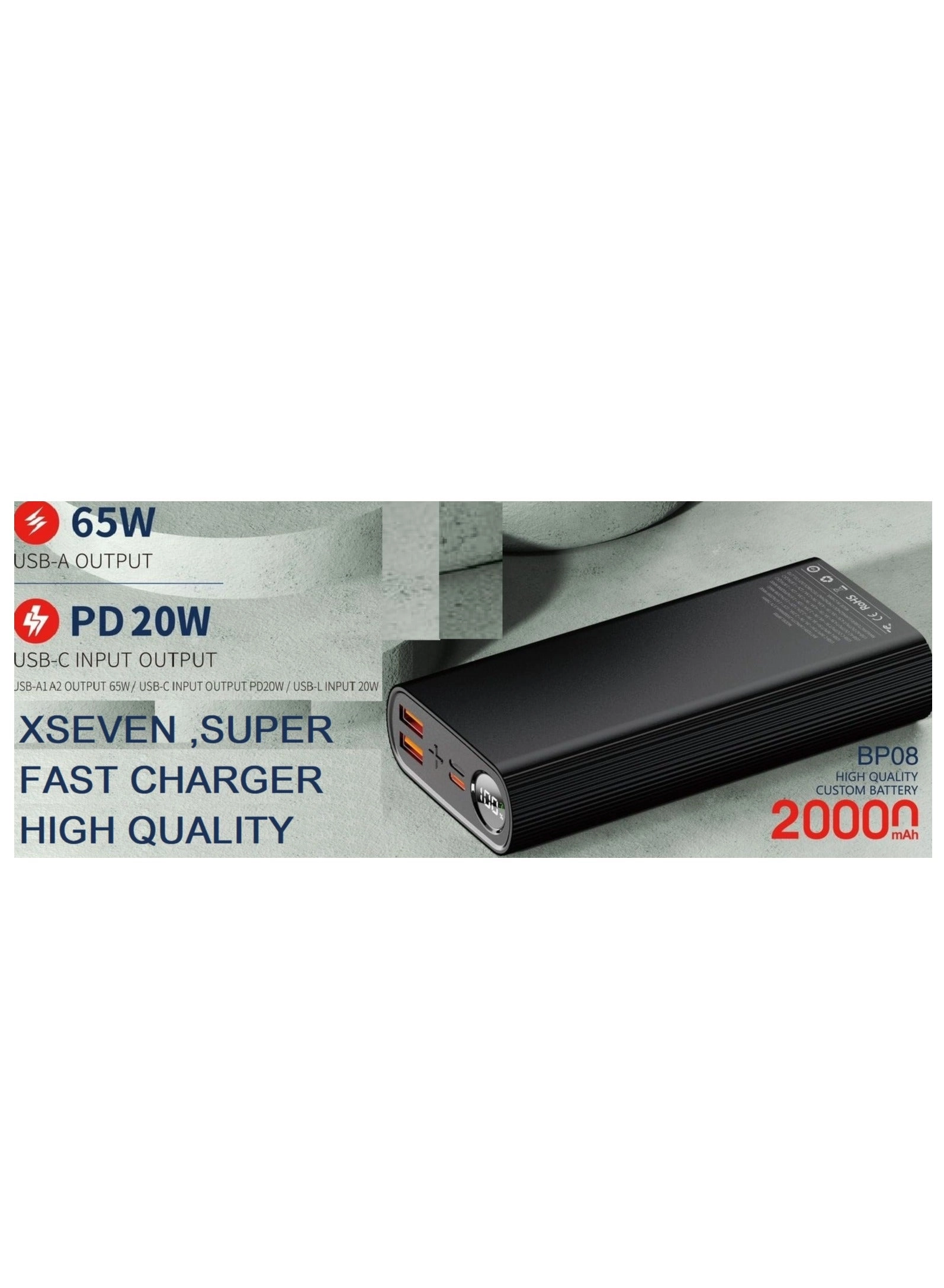 XPOWERBANK - 20000 mAh 65 W Dual QC65W USB-A Ports PD20W USB-C