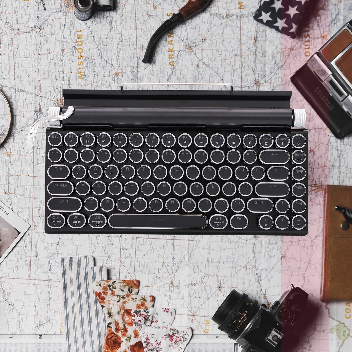 LED Backlit Retro Mechanical Keyboard - Bluetooth