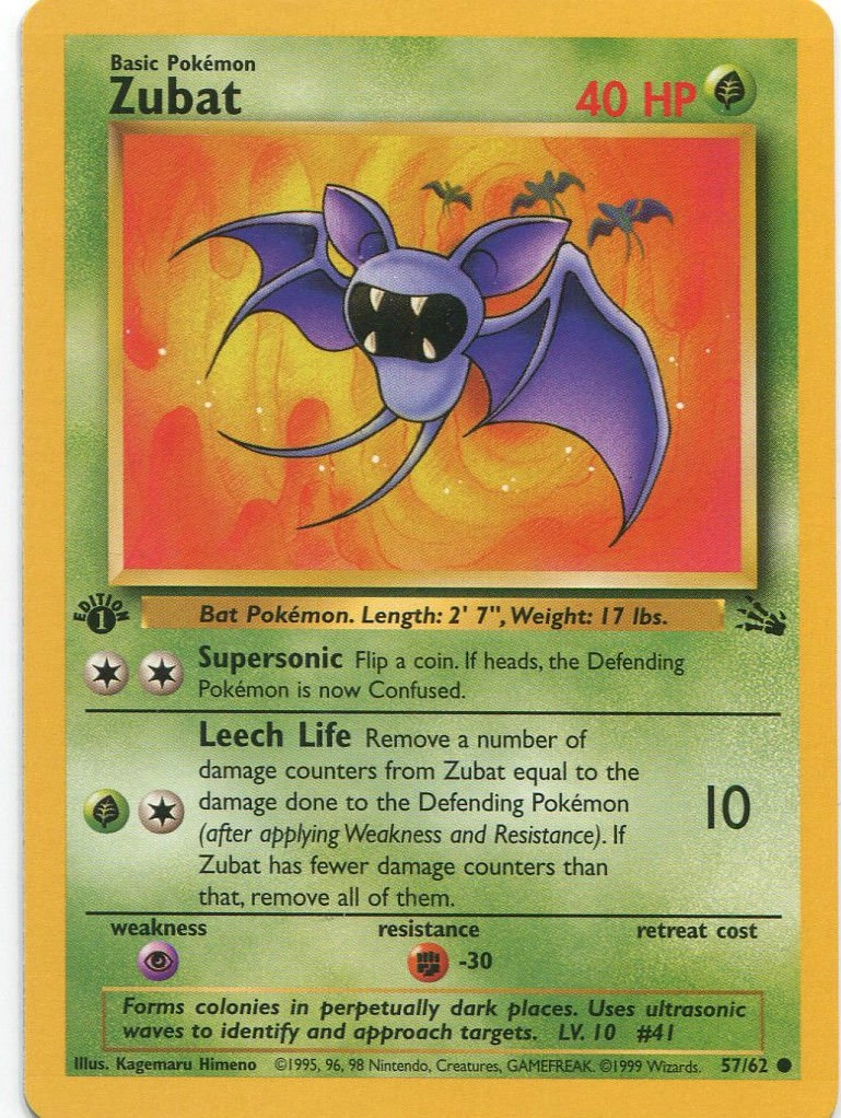 Nintendo Zubat (57) - Fossil - 1st Edition
