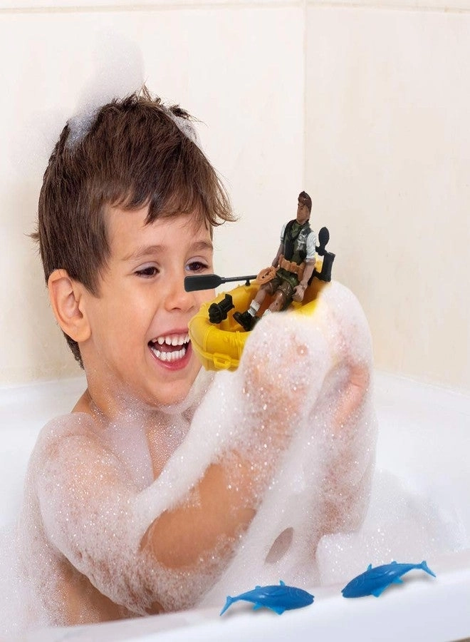 Aquatic Play Set - Action Figure Floating Boat 2 Fish