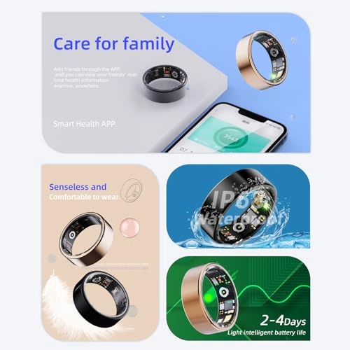 Smart Ring - Sleep Monitoring Heart Rate Blood Oxygen with Charging Case