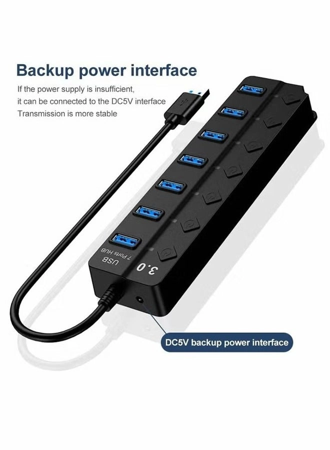 USB Hub 3.0 - 7 Ports 5Gbps Individual Switches
