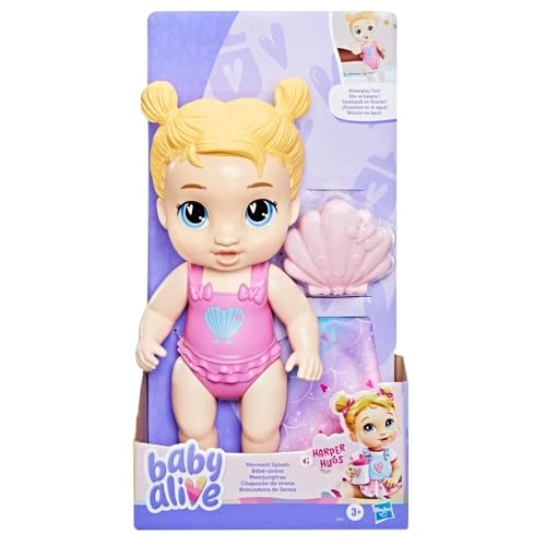 Harper Hugs Waterplay Doll - 11 Inches Blonde Hair Mermaid Splash Ages 3+