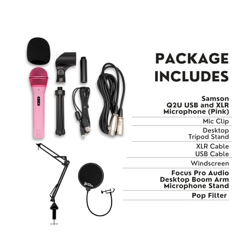 Q2U - USB+XLR Microphone + 3 x Desktop Boom Arm Microphone Stand + 3 x Shock Mount + 3 x Pop Filter