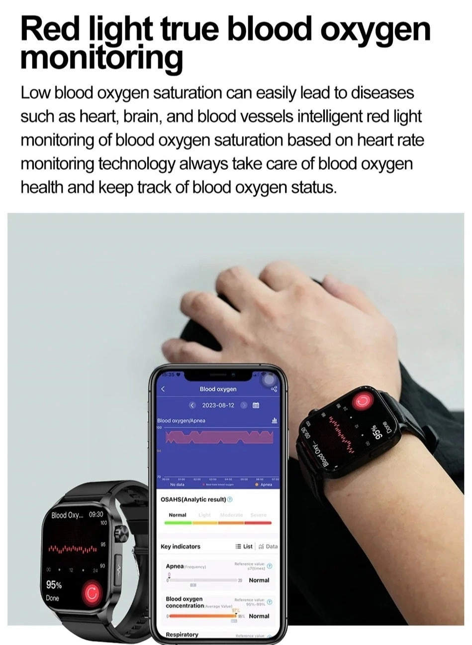 Glucose Monitoring Smart Watch - ECG Bluetooth Call SpO2