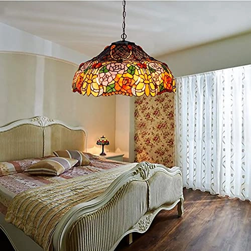 Tiffany Round Chandelier - E27 Colored Peach 30*19cm