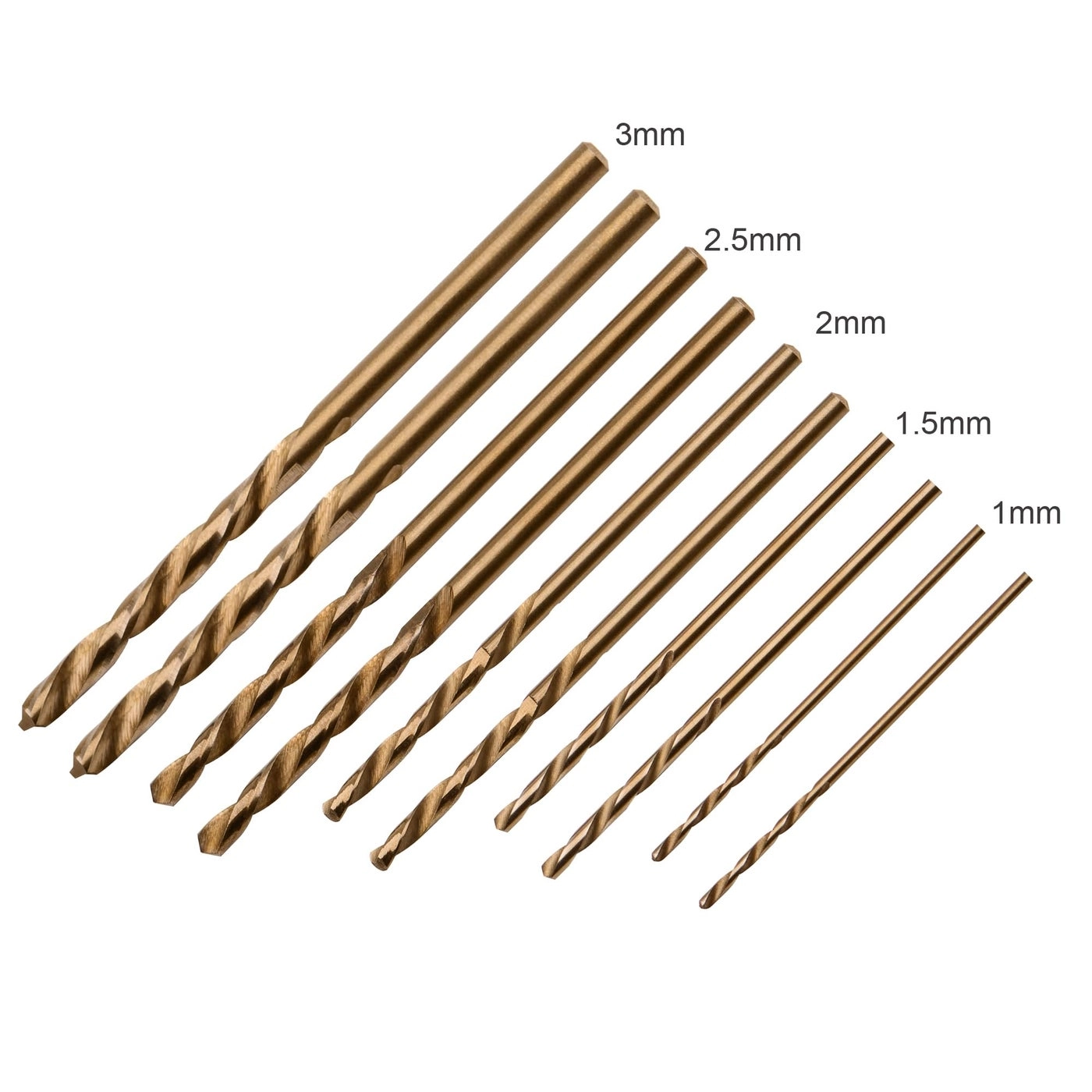 Drill Bit Set - High Speed Steel Cobalt 10 Pcs 1mm 1.5mm 2mm 2.5mm 3mm