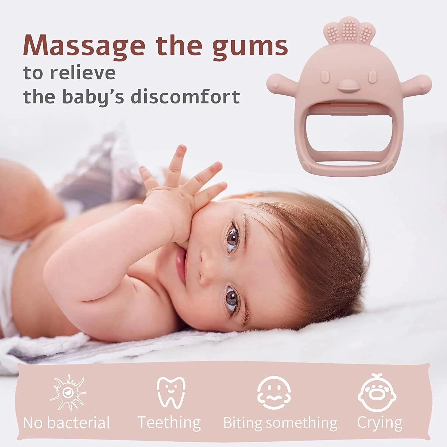 2 in 1 Teether - Beech Wood, Silicone