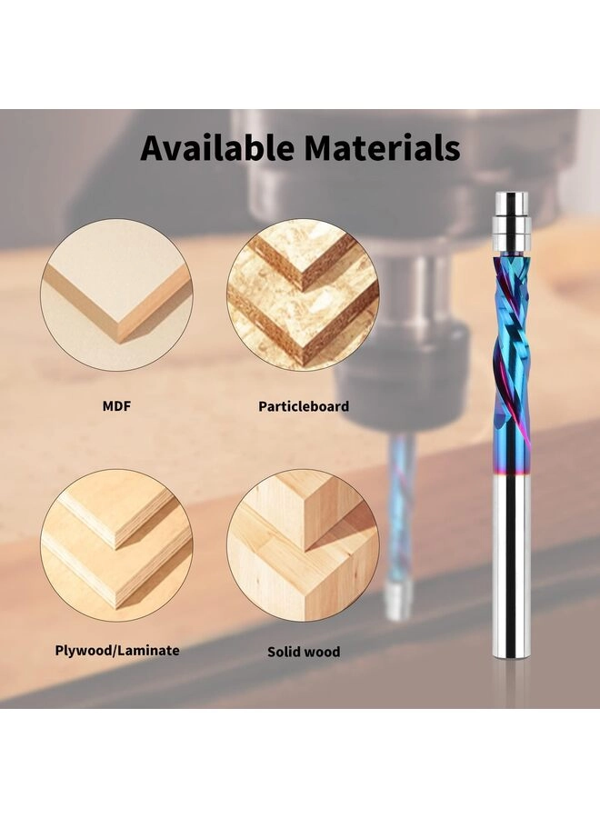 Up Down Compression Spiral Flush Trim Router Bit - 1/4 Inch Shank Solid Carbide Nano Coating