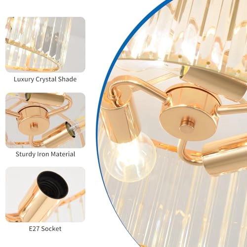 E27 Crystal Ceiling Lamp - 3 lights 36.5 cm