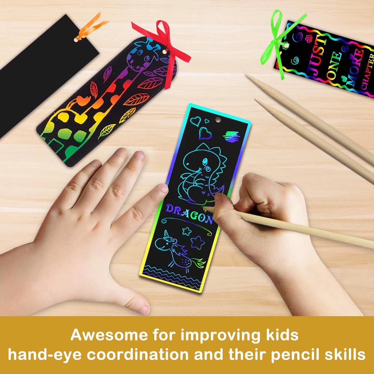 Scratch Paper Art Bookmarks - 36 pcs