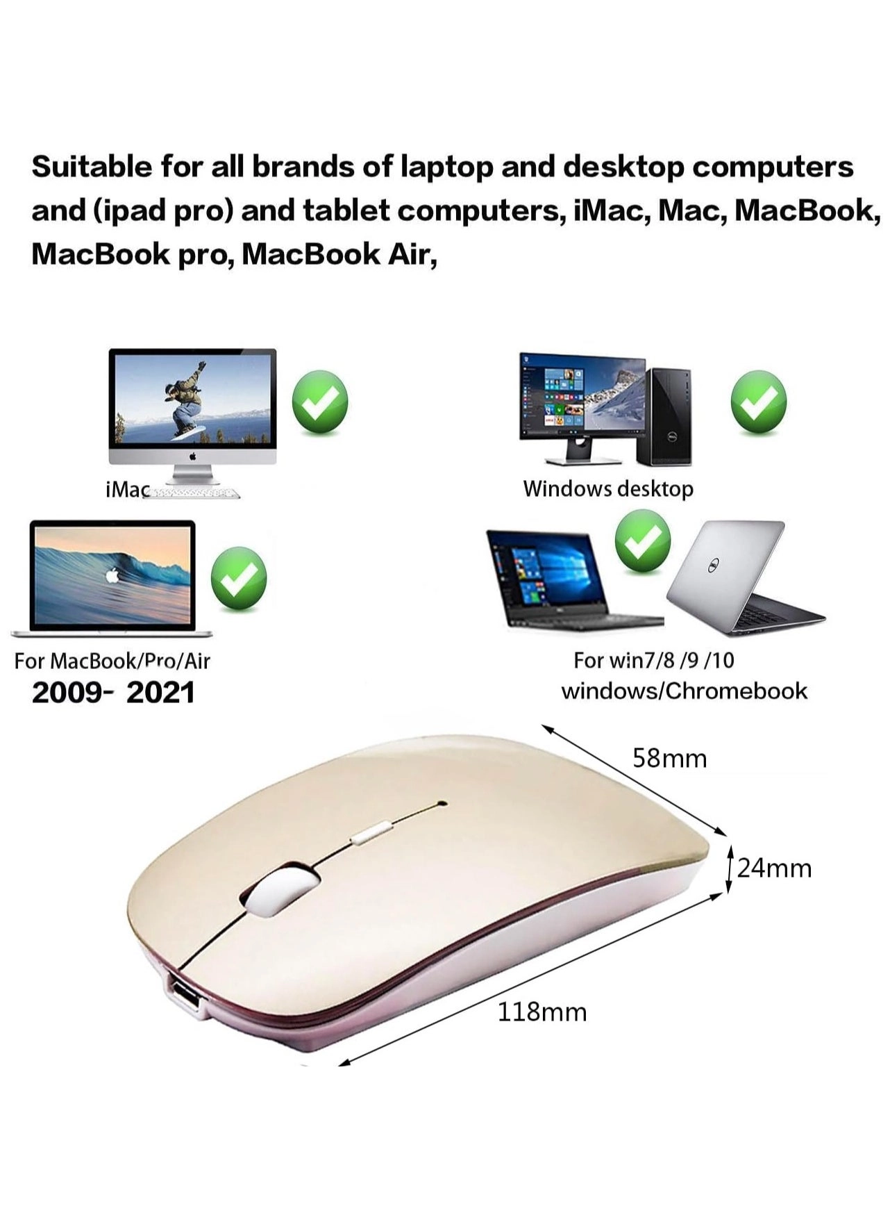 Dual Mode Wireless Mouse - Bluetooth 5.1 + 2.4GHz Wireless