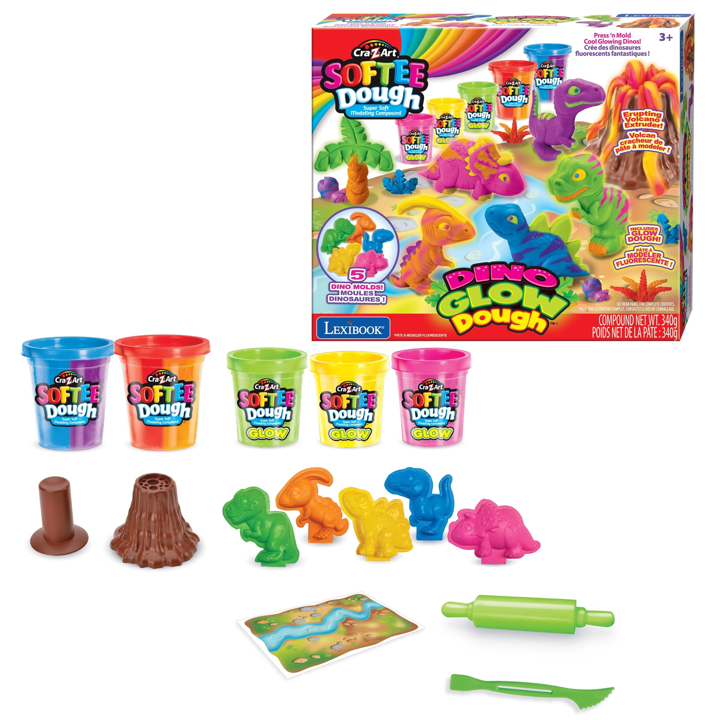 Lexibook Dino Fluorescent Modeling Clay - 3+ years