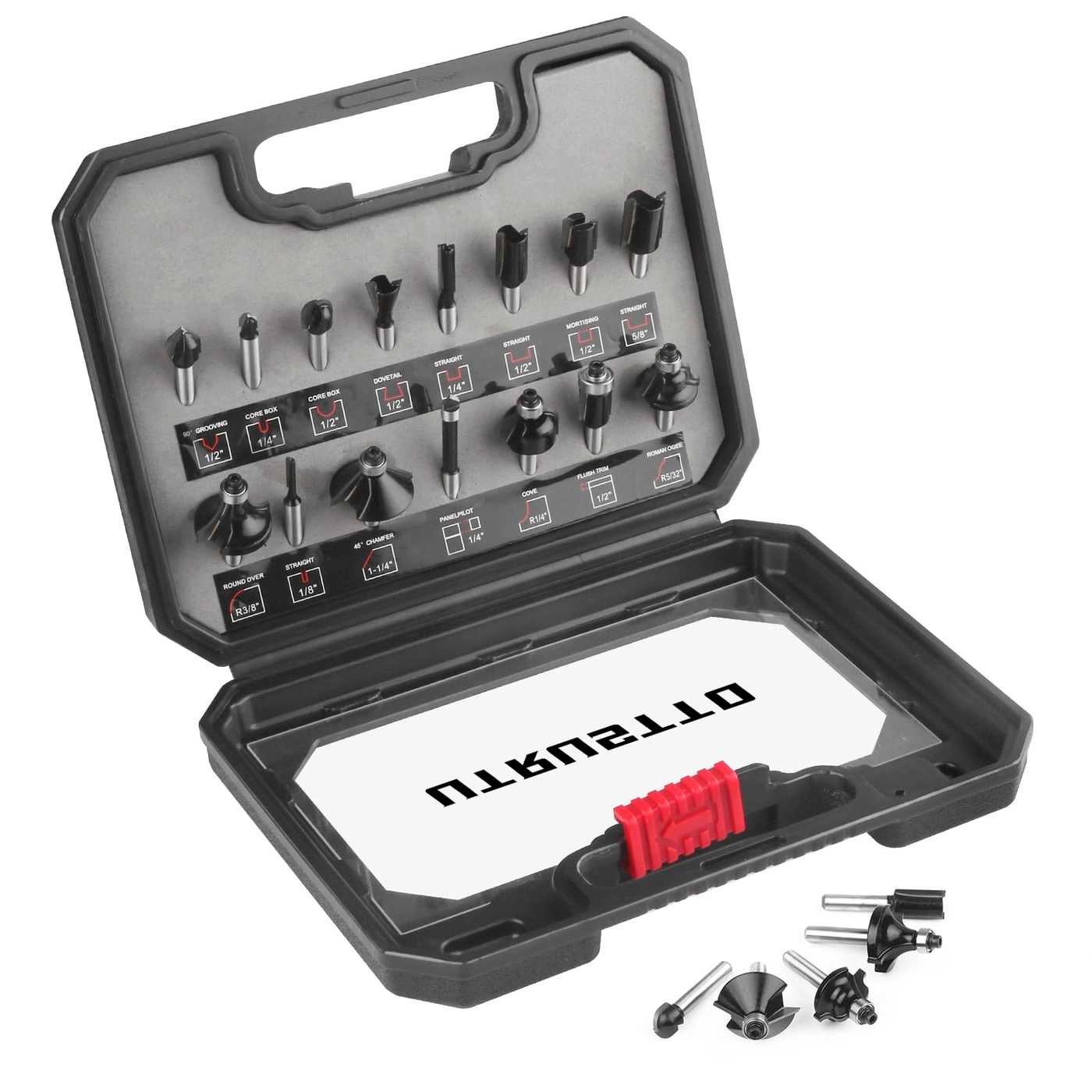 Router Bit Set - 14 Inch Shank 15 Pieces