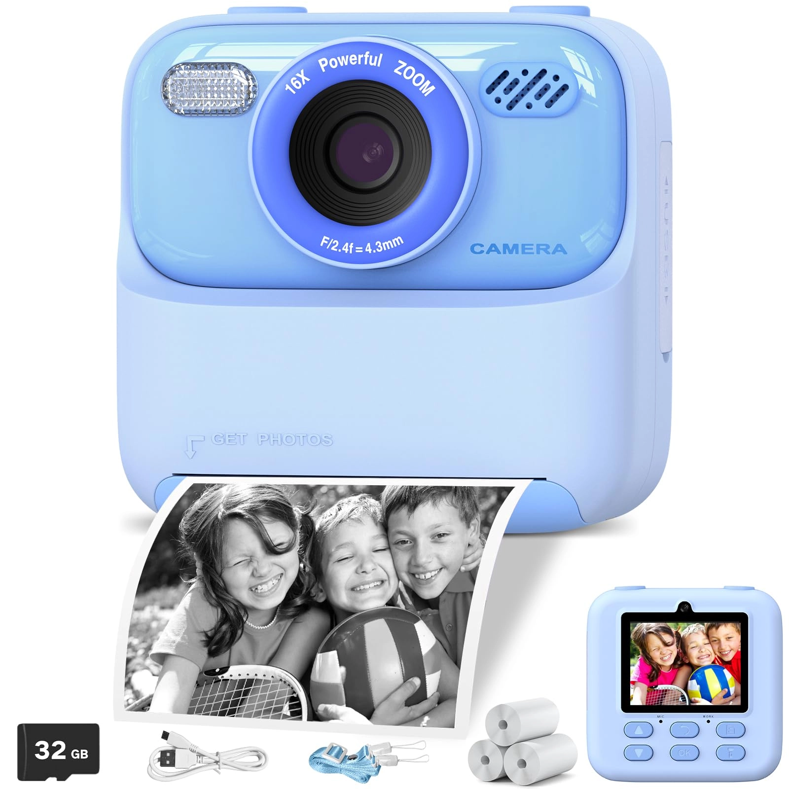 meoonley sofortbildkamera - 1080P Instant Print 32GB