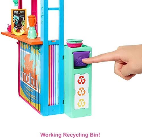 Fashion Doll - 12" Dark Hair & Skin + Beach Shack Playset - Over 18 Accessories